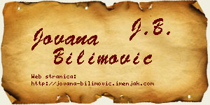 Jovana Bilimović vizit kartica